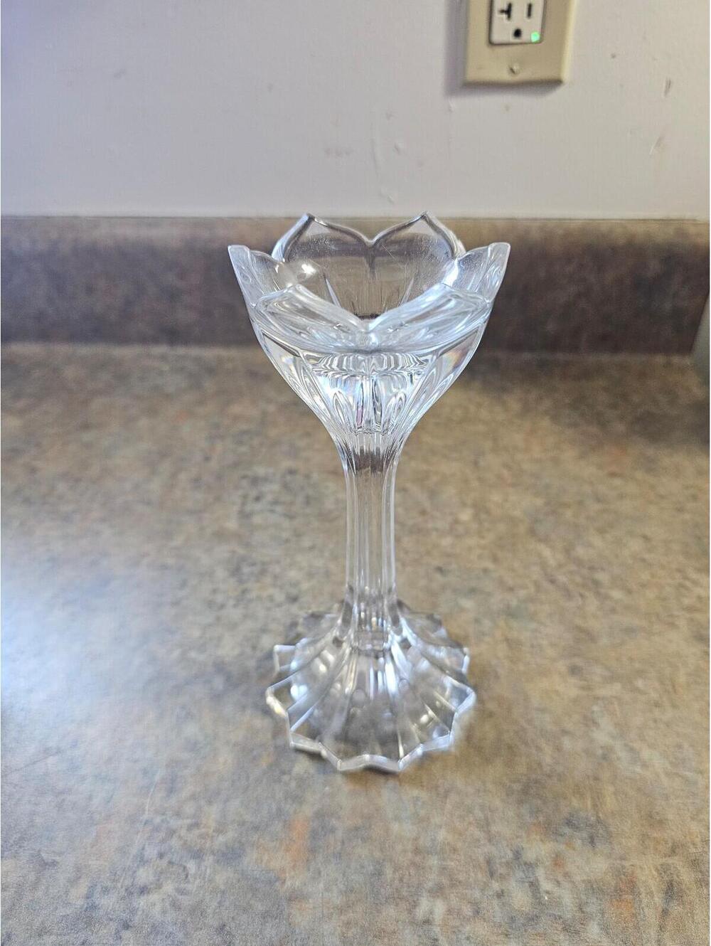 Gorham Crystal Lotus Pillar Candle Holder